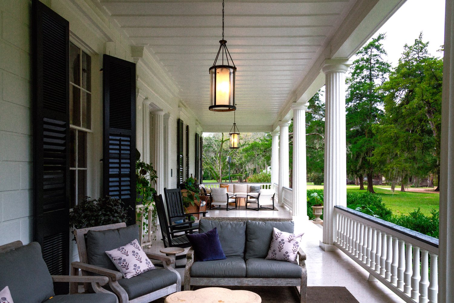 Front porch with rocking chairs
